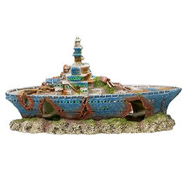 Nobby Aqua Ornaments Schiffswrack mit LED als Aquarium Deko Höhle für Süßwasserfische 27 x 7 x 14,5 cm - 1 Stk. – Bild 1 von 2