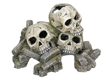 Nobby Aqua Ornaments Totenköpfe Figur und Höhle für Süßwasser-Aquarium Grau – Bild 1 von 3