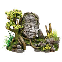 Produktbild von Nobby Aquariendekoration Angkor Wat mit Pflanzen Figur und Höhle für Fische Grau