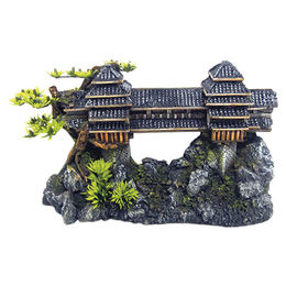 Produktbild von Nobby Aquariendekoration Asiatische Brücke mit Pflanzen als Figur und Höhle in Grau für Fische