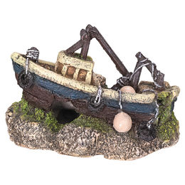 Nobby Aquariendekoration Boot Figur und Höhle für Fische Braun 13 x 6,7 x 8,7 cm - 1 Stk. – Bild 1 von 2