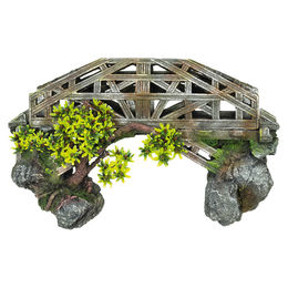 Produktbild von Nobby Aquariendekoration Brücke mit Pflanzen als Figur und Höhle aus Kunstharz in Braun für Fische