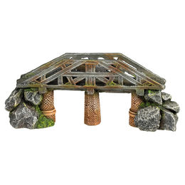 Nobby Aquariendekoration Brücke mit Stützpfeiler als Figur und Höhle aus Kunstharz in Grau für Fische – Bild 1 von 1