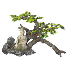 Nobby Aquariendekoration Buddha mit Pflanzen Figur und Höhle Grau 32,5x16,5x21 cm für Fische – Bild 1 von 2