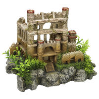 Produktbild von Nobby Aquariendekoration Burgruine mit Pflanzen aus Kunstharz als Figur und Höhle für Fische in Braun