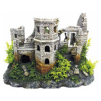 Produktbild von Nobby Aquariendekoration Burgruine mit Pflanzen grau als Figur und Höhle für Fische