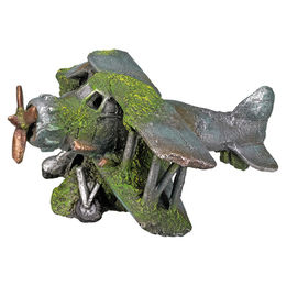 Nobby Aquariendekoration Doppeldecker-Flugzeug Figur und Höhle in Grün für Fische - 1 Stk. – Bild 1 von 2