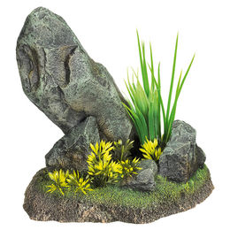Produktbild von Nobby Aquariendekoration Felsen mit Pflanzen in Grau für Fische