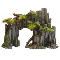 Produktbild von Nobby Aquariendekoration Felsformation mit Pflanzen für Süßwasser Fisch und Garnelen Grau Grün 27 x 13,8 x 19 cm