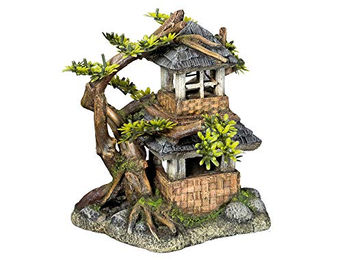 Nobby Aquariendekoration Figur und Höhle Haus mit Bonsai für Fische in Beige Braun – Bild 1 von 2