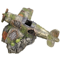 Nobby Aquariendekoration Flugzeugwrack Figur und Höhle Grau 19 x 18,7 x 8,5 cm für Fische - 1 Stk. – Bild 1 von 2