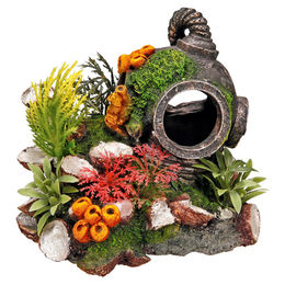 Nobby Aquariendekoration Helm mit Pflanzen Figur und Höhle für Fische - 1 Stk. – Bild 1 von 8