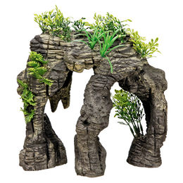 Nobby Aquariendekoration Höhle und Figur mit Pflanzen in Bunt und Grau für Fische 24,5 x 14 x 25 cm – Bild 1 von 2