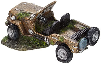 Nobby Aquariendekoration Jeep Wrack Figur und Höhle für Süßwasser Fische in Türkis und Braun – Bild 1 von 5