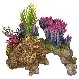 Nobby Aquariendekoration Koralle mit Pflanzen Figur und Höhle aus Kunstharz in Pink und Korallenrot für Fische 15,5 x 9 x 10,5 cm – Bild 1 von 6
