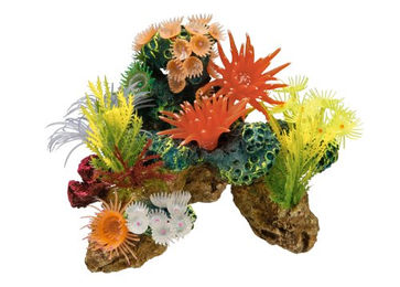 Nobby Aquariendekoration Koralle mit Pflanzen Figur und Höhle für Süßwasser Bunt 19 x 15 x 15 cm – Bild 1 von 4