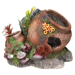 Nobby Aquariendekoration Krug mit Muscheln und Pflanzen als Figur und Höhle für Fische – Bild 1 von 2