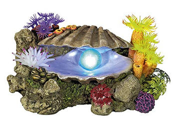 Nobby Aquariendekoration Muschel mit Pflanzen und LED für Süßwasser Fischhöhle Bunt – Bild 1 von 2