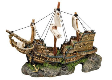 Nobby Aquariendekoration Schiff Figur und Höhle für Fische 33 x 13 x 23 cm – Bild 1 von 3