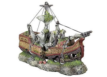 Nobby Aquariendekoration Schiffswrack Galeone Figur und Höhle für Fische in Beige und Braun – Bild 1 von 2