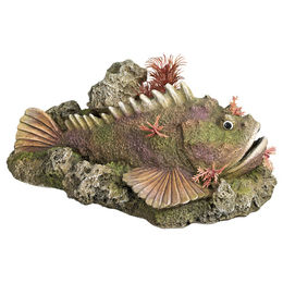 Nobby Aquariendekoration Steinfisch mit Pflanzen als Höhle für Süß- und Seewasseraquarien in Braun - 1 Stk. – Bild 1 von 2