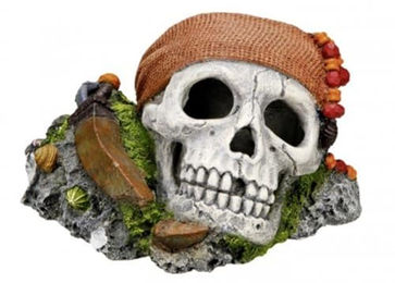 Nobby Aquariendekoration Totenkopf mit Pflanzen Figur und Höhle Weiß 19,5 x 16 x 14 cm – Bild 1 von 3