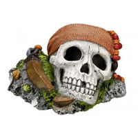 Produktbild von Nobby Aquariendekoration Totenkopf mit Pflanzen Figur und Höhle Weiß 19,5 x 16 x 14 cm
