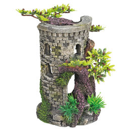 Nobby Aquariendekoration Turm mit Bonsai Figur und Höhle für Süßwasserfische Grau 9x10x15cm – Bild 1 von 2