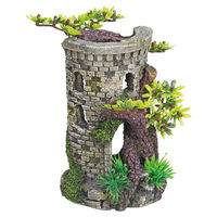 Produktbild von Nobby Aquariendekoration Turm mit Bonsai Figur und Höhle für Süßwasserfische Grau 9x10x15cm