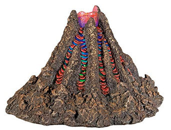 Nobby Aquariendekoration Vulkan mit LED Figur und Höhle für Süßwasser Aquarien in Braun und Bunt – Bild 1 von 4