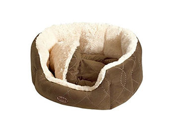 Nobby Ceno Komfortbett Oval für Hunde und Katzen aus Plüsch in Beige/Braun 55 x 50 x 21 cm – Bild 1 von 4