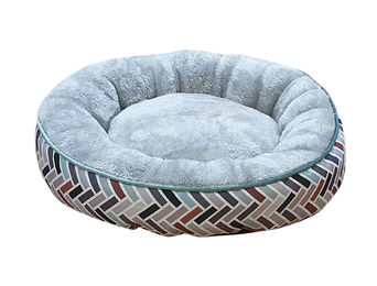 Nobby Donut Classic Tonis Hundekissen aus Baumwolle Ø 50 x 15 cm Blau Bunt – Bild 1 von 3
