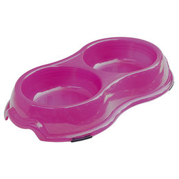 Produktbild von Nobby Doppelnapf aus Kunststoff transparent rosa - 0,325 l