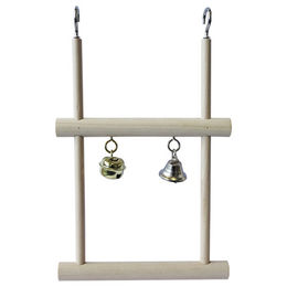 Produktbild von Nobby Doppelte Trapezschaukel aus Holz mit Glocke für Vögel und Wellensittiche