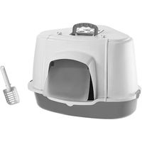 Produktbild von Nobby Eckige Katzentoilette mit Haube und Schaufel in Grau aus Kunststoff