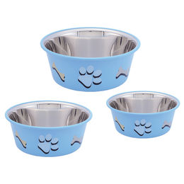 Produktbild von Nobby Edelstahlnapf Cutie mit Pfote blau rutschfest - 1,9 l