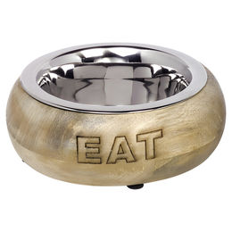 Nobby Edelstahlnapf EAT mit Holzring Silber Braun - 0,8 l – Bild 1 von 1