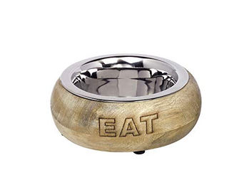 Nobby Edelstahlnapf Eat mit Holzring Silber Braun - 0,37 l – Bild 1 von 2