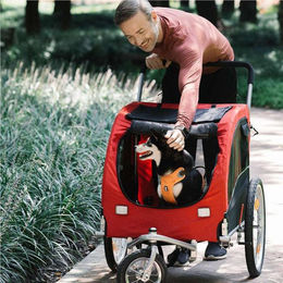 Nobby Fahrradanhänger Senlima M rot-schwarz für mittlere Rassen bis 25 kg - 25 kg – Bild 1 von 6