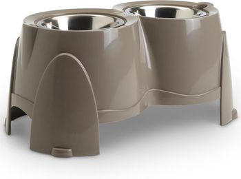 Nobby Futternapf Ergo Feeder aus Edelstahl in Grau Silber Beige - 2 x 1,5 l – Bild 1 von 4