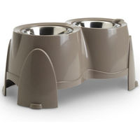 Produktbild von Nobby Futternapf Ergo Feeder aus Edelstahl in Grau Silber Beige - 2 x 1,5 l