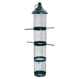 Produktbild von Nobby Futtersäule für Wildvögel mit Sitzstangen aus Metall grün 40cm