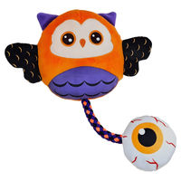 Produktbild von Nobby Halloween Hundespielzeug Plüsch Eule Orange 32 cm mit Seil und Squeaker