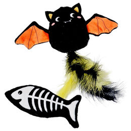 Nobby Halloween Katzenspielzeug Set aus Plüsch mit Catnip Fledermaus und Fisch – Bild 1 von 1