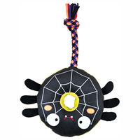 Produktbild von Nobby Halloween Plüsch-Hundespielzeug Spinne mit Seil und Squeaker Schwarz Grün
