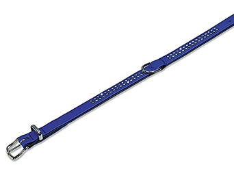 Produktbild von Nobby Halsband Crystal zweireihig aus Kunstleder dunkelblau/schwarz 42 cm