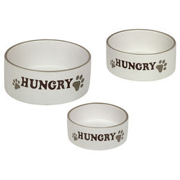 Produktbild von Nobby Hunde Keramiknapf Hungry in Beige oder Weiß - 1 Stk.