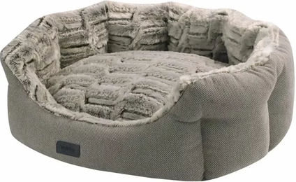 Nobby Hundebett Cacho oval aus Plüsch XS Mini Braun – Bild 1 von 4