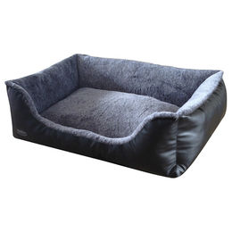 Produktbild von Nobby Hundebett Cali eckig aus Kunstleder schwarz/hellgrau 80 x 60 x 23 cm