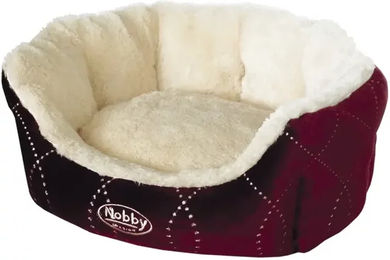 Nobby Hundebett Ceno oval aus Plüsch in Weinrot – Bild 1 von 3